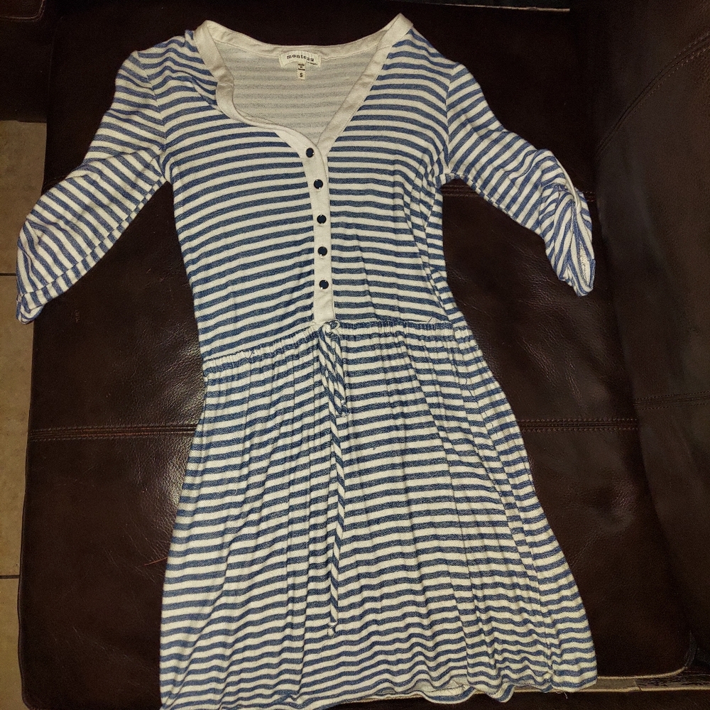 Blue & white striped dress